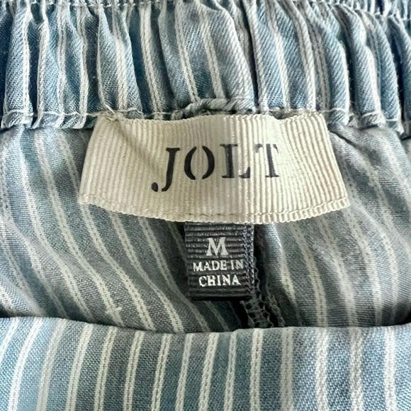 JOLT Junior’s Flowy Pull‎ On Fabric Tie Blue Stripe Shorts Size M Cowgirl Boho - Picture 9 of 14